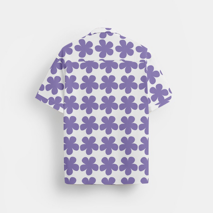 BUY RYON BIG FLORAL PURPLE BEACH SHIRT WITH CAMP COLLAR AND DROP SHOULDERS | RYON